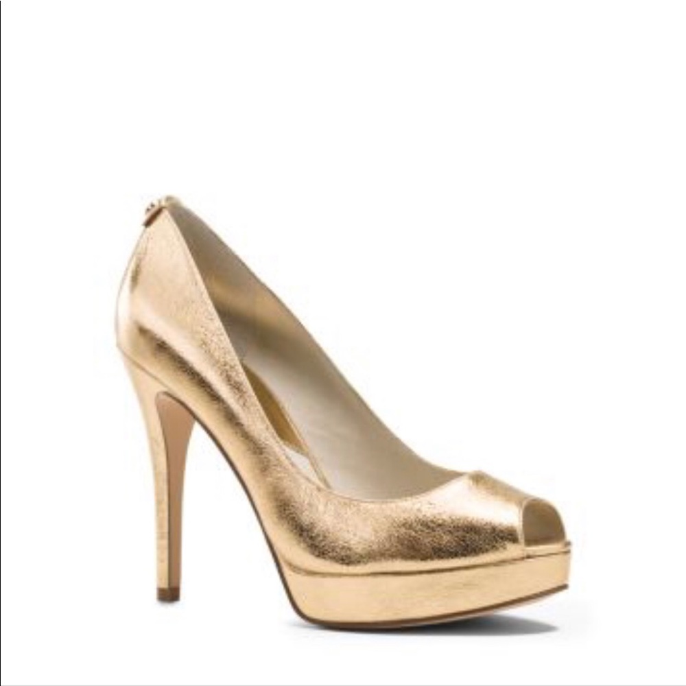 Michael Kors🧡 Gold Metallic Leather Platform Heel